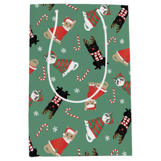 Meowy kerstkatten medium cadeauzakje (Voorkant)