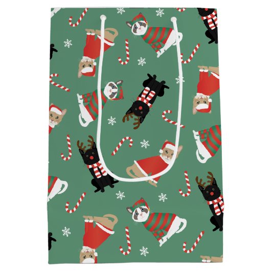 Meowy kerstkatten medium cadeauzakje (Achterkant)