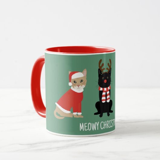 Meowy kerstkatten mok (Voorkant links)