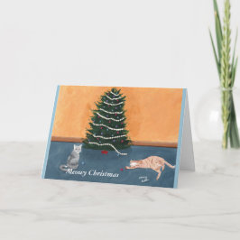 Meowy Kerstkatten onder de wenskaarten Feestdagen Kaart