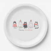 Meowy kerstkatten papieren bordje (Voorkant)