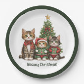 Meowy kerstkatten papieren bordje (Voorkant)