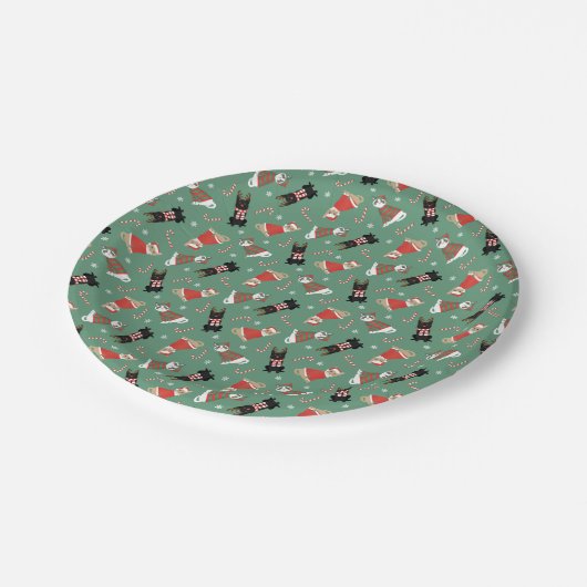 Meowy kerstkatten papieren bordje (Gekanteld)