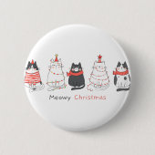 Meowy kerstkatten ronde button 5,7 cm (Voorkant)