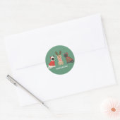 Meowy kerstkatten ronde sticker (Envelop)