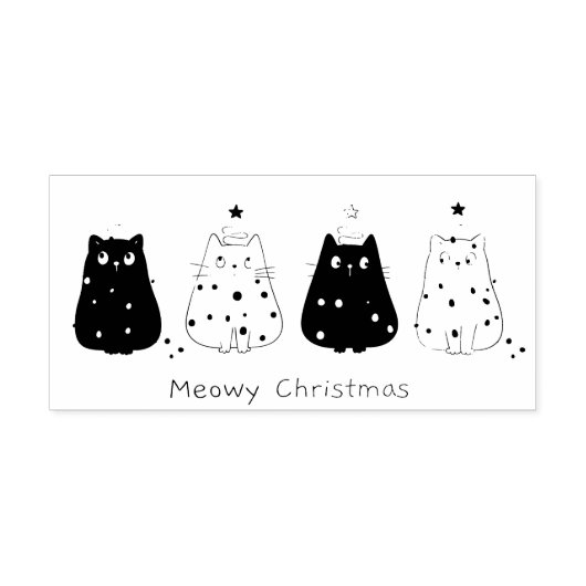 Meowy kerstkatten rubberstempel (Afrduk)