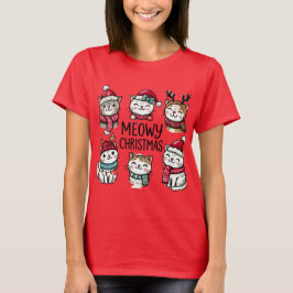 Meowy kerstkatten t-shirt