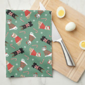 Meowy kerstkatten theedoek (Quarter Fold)