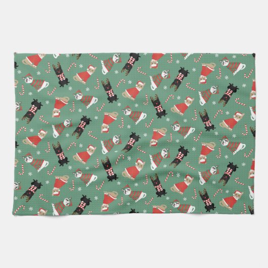 Meowy kerstkatten theedoek (Horizontaal)