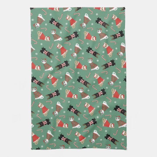 Meowy kerstkatten theedoek (Verticaal)