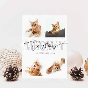 Meowy Kerstkattenfoto's Witte Kerst Feestdagenkaart