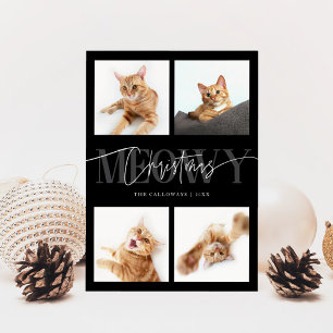 Meowy Kerstkattenfoto's Zwarte Kerst Feestdagenkaart