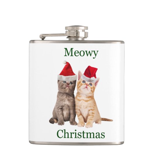 Meowy kerstkeukenfles heupfles (Voorkant)