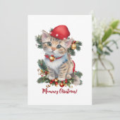Meowy Kerstkitten Kerstmis Feestdagenkaart (Staand voorkant)