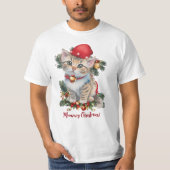 Meowy Kerstkitten Kerstmis T-shirt (Voorkant)