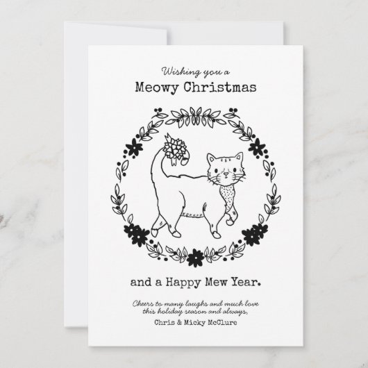 Meowy Kerstkleur Uw eigen koffertje Feestdagenkaart (Voorkant)