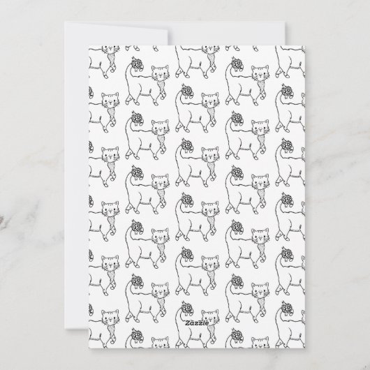 Meowy Kerstkleur Uw eigen koffertje Feestdagenkaart (Achterkant)