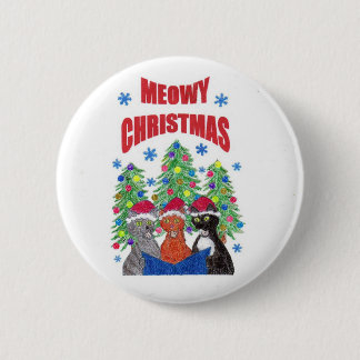 Meowy kerstknop ronde button 5,7 cm