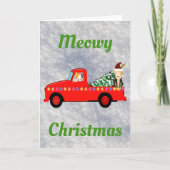 Meowy Kerstkool Cute Cat Kaart (Voorkant)