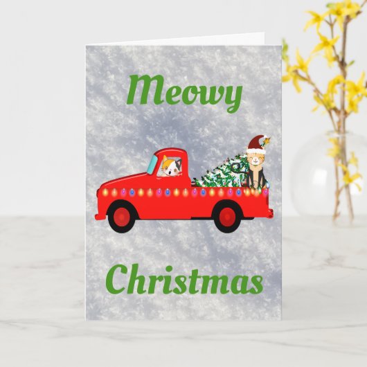 Meowy Kerstkool Cute Cat Kaart (Gele Bloem)