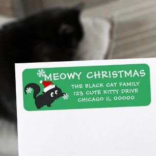 Meowy Kerstman Kat Huisdier Retouradres Label
