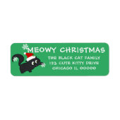 Meowy Kerstman Kat Huisdier Retouradres Label (Voorkant)