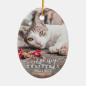 Meowy Kerstmis 2 Foto twee Cats Rustic Red Ceram Keramisch Ornament (Voorkant)