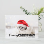 Meowy Kerstmis 3 Fotocaat Lover Pet Holiday Card Feestdagenkaart (Staand voorkant)