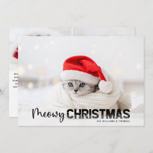 Meowy Kerstmis 3 Fotocaat Lover Pet Holiday Card Feestdagenkaart
