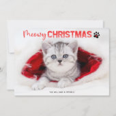 Meowy Kerstmis 3 Fotocaat Lover Pet Paw Print Ho Feestdagenkaart (Voorkant)