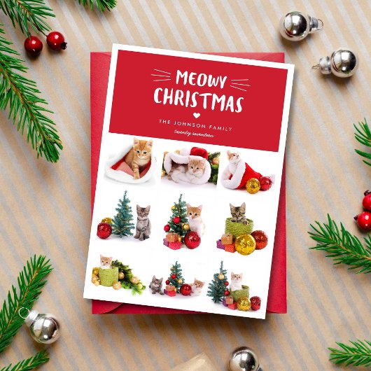 Meowy Kerstmis 9 Cat Foto Collage Kerstmis Kaart