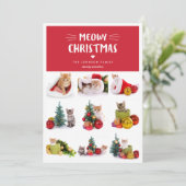 Meowy Kerstmis 9 Cat Foto Collage Kerstmis Kaart (Staand voorkant)
