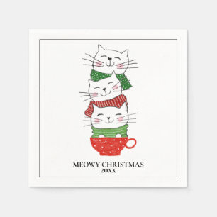 Meowy Kerstmis, aangepast kerstbekertje Scarves Cu Servet