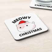 Meowy Kerstmis Bier Onderzetter (Linkerzijde)