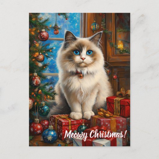 Meowy Kerstmis! Briefkaart (Voorkant)