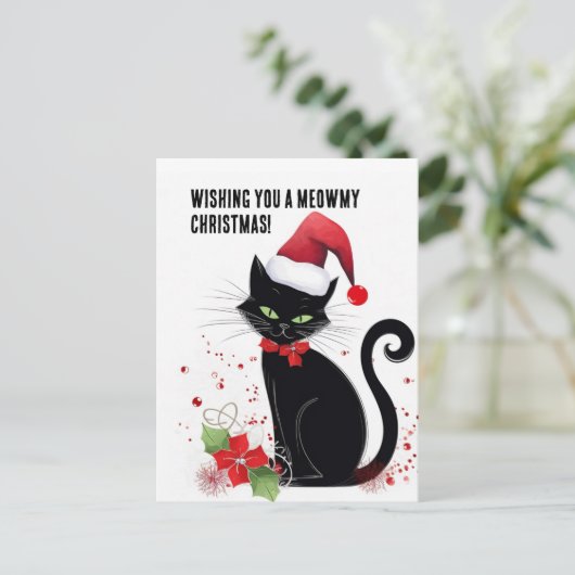 Meowy Kerstmis! Briefkaart (Staand voorkant)
