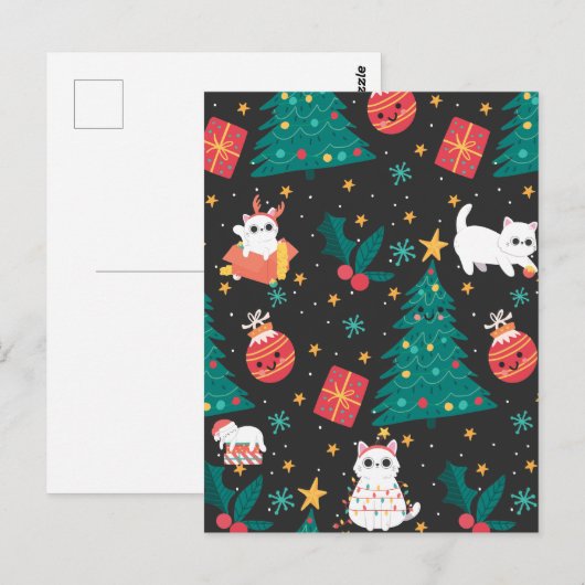 Meowy Kerstmis Briefkaart (Voorkant / Achterkant)