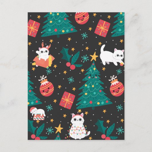 Meowy Kerstmis Briefkaart (Voorkant)