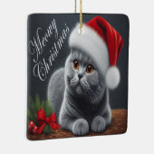 Meowy Kerstmis Britse Korthaar Santa Cat Keramisch Ornament (Rechts)