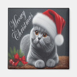 Meowy Kerstmis Britse Korthaar Santa Cat Magneet