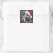 Meowy Kerstmis Britse Korthaar Santa Cat Vierkante Sticker (Tas)