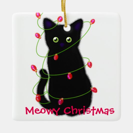 Meowy Kerstmis | cadeau voor gezelschapsdieren Keramisch Ornament (Voorkant)