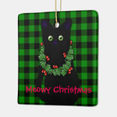 Meowy Kerstmis | cadeau voor kattenliefhebbers | z Keramisch Ornament (Links)