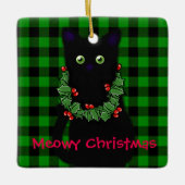 Meowy Kerstmis | cadeau voor kattenliefhebbers | z Keramisch Ornament (Voorkant)