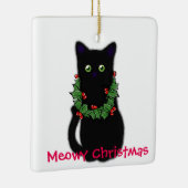 Meowy Kerstmis | cadeau voor kattenliefhebbers | z Keramisch Ornament (Rechts)