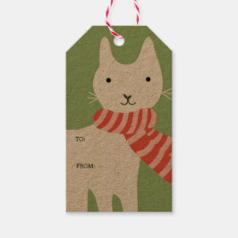 Meowy Kerstmis Cadeaulabel