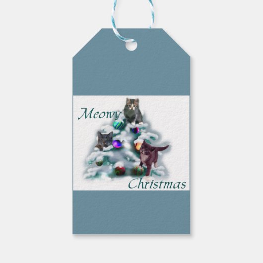 Meowy Kerstmis Cadeaulabel (Achterkant)