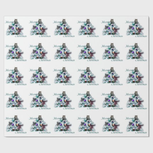 Meowy Kerstmis Cadeaupapier (Vlak)