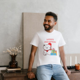 Meowy Kerstmis! Cartoon kerstontwerp T-shirt
