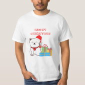 Meowy Kerstmis! Cartoon kerstontwerp T-shirt (Voorkant)